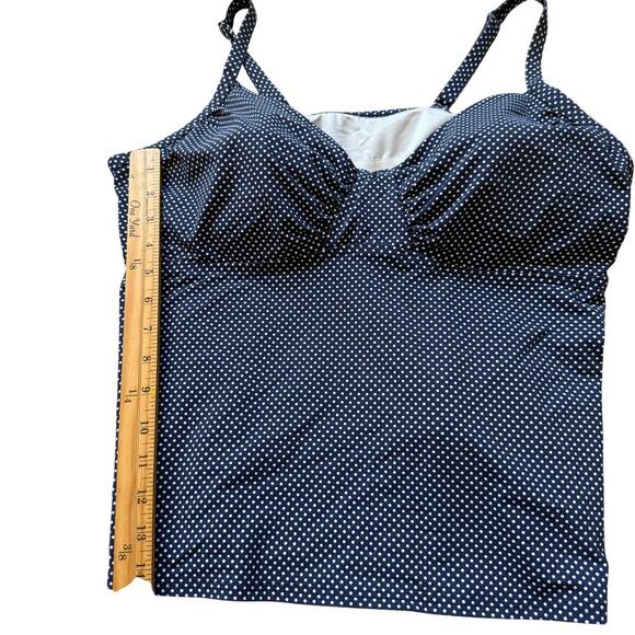 Lands End Womens Navy Polka Dot Slimming Retro Tankini Swim Top Sz 18W Vacation - Picture 4 of 6